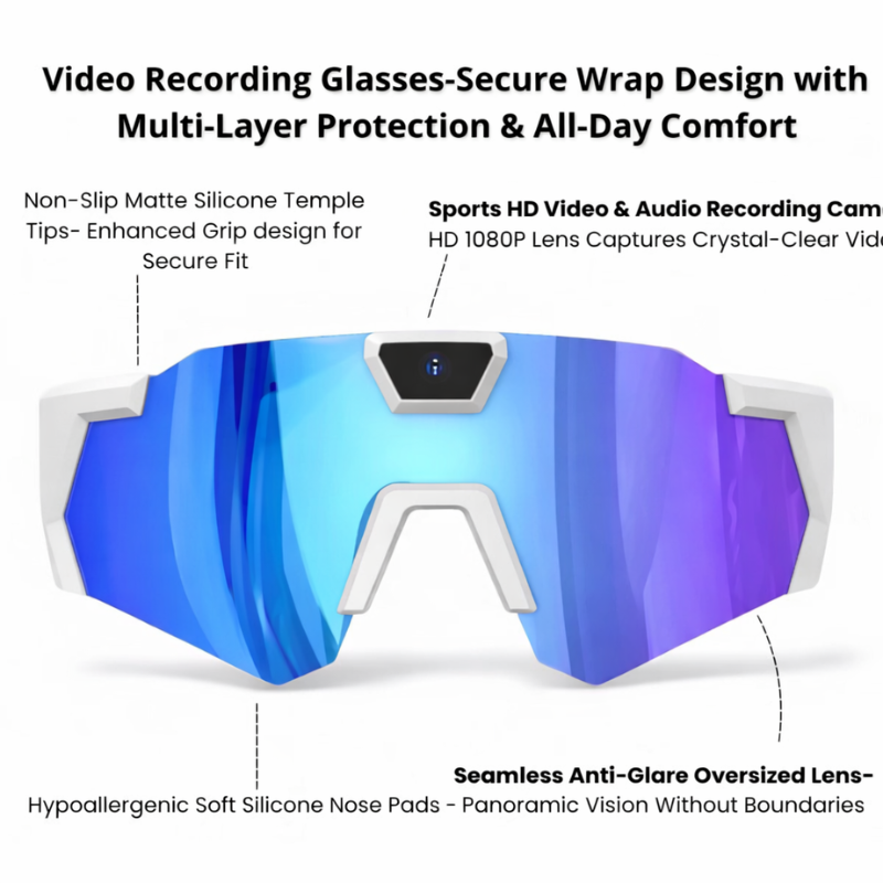 HD Sports Camera Glasses | Hands-Free POV Recording