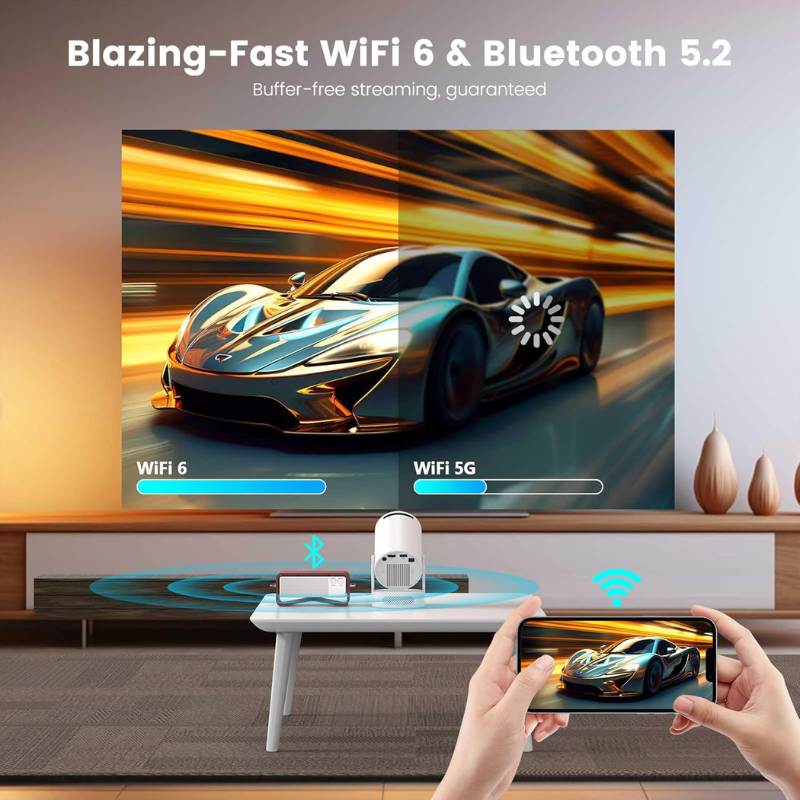 Portable Android Smart Projector | 4K Support & Auto Keystone Correction