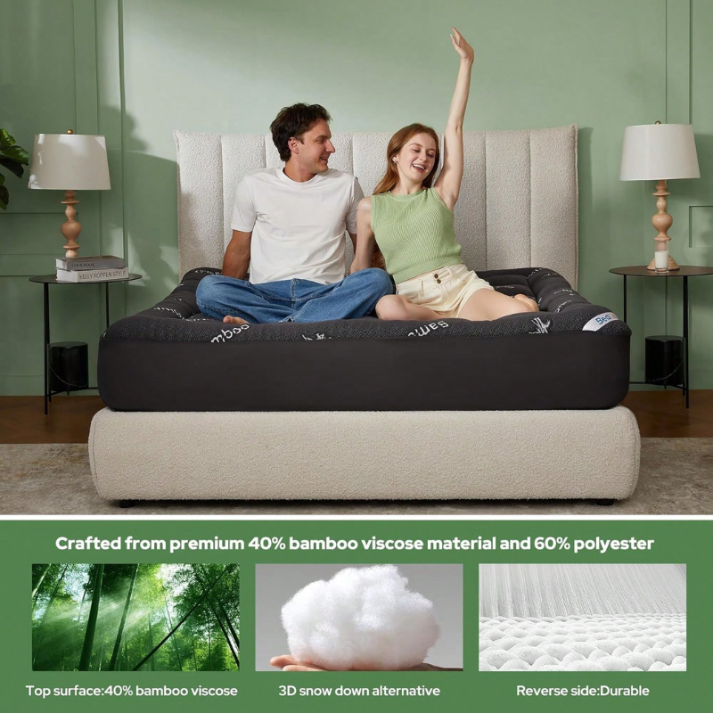 Cooling Bamboo Mattress Topper | Ultra-Soft Breathable Bed Comfort Layer