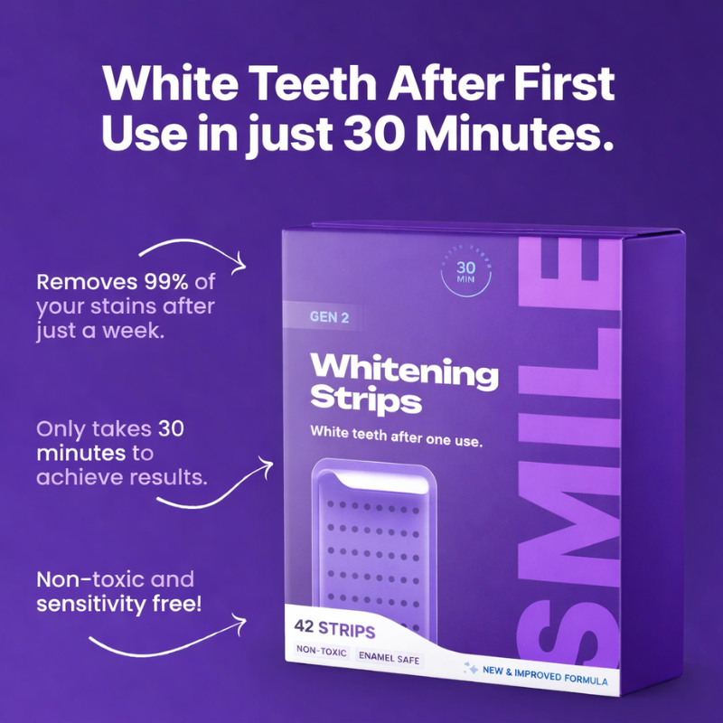 Purple Whitening Strips | Enamel-Safe & Non Sensitive - Peroxide-Free