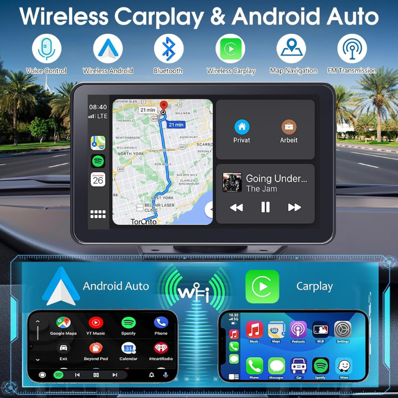 Wireless CarPlay Display | Smart Plug-In Upgrade for Iphone & Android