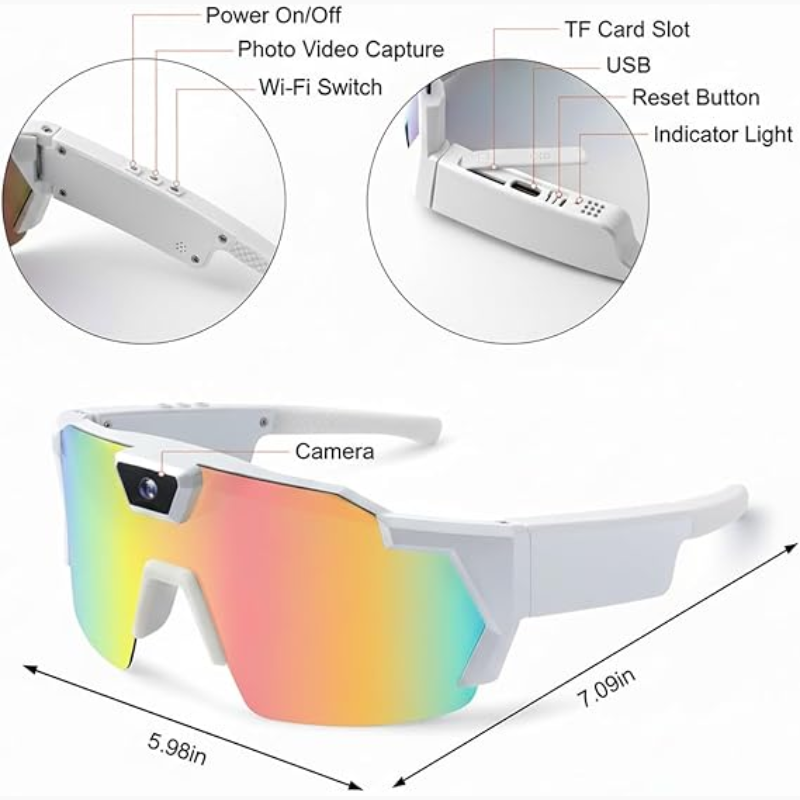 HD Sports Camera Glasses | Hands-Free POV Recording