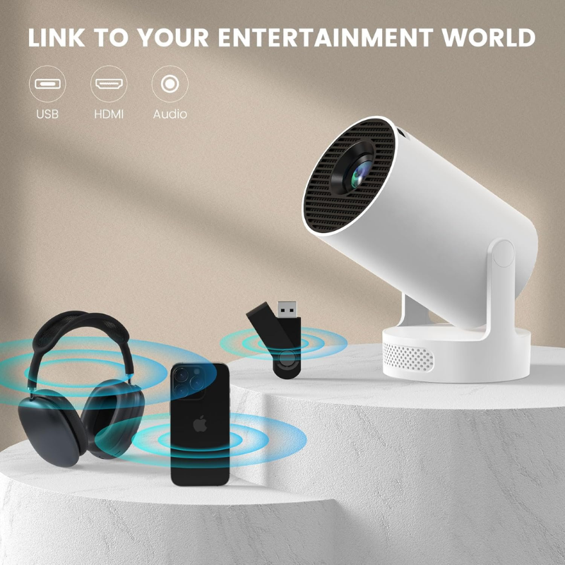 Portable Android Smart Projector | 4K Support & Auto Keystone Correction