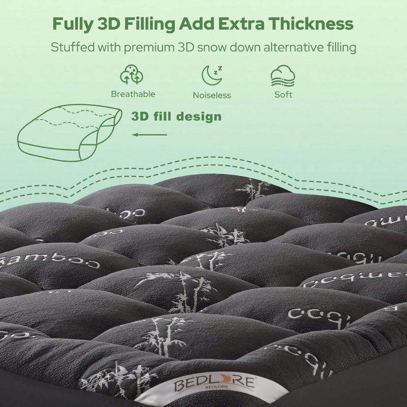 Cooling Bamboo Mattress Topper | Ultra-Soft Breathable Bed Comfort Layer